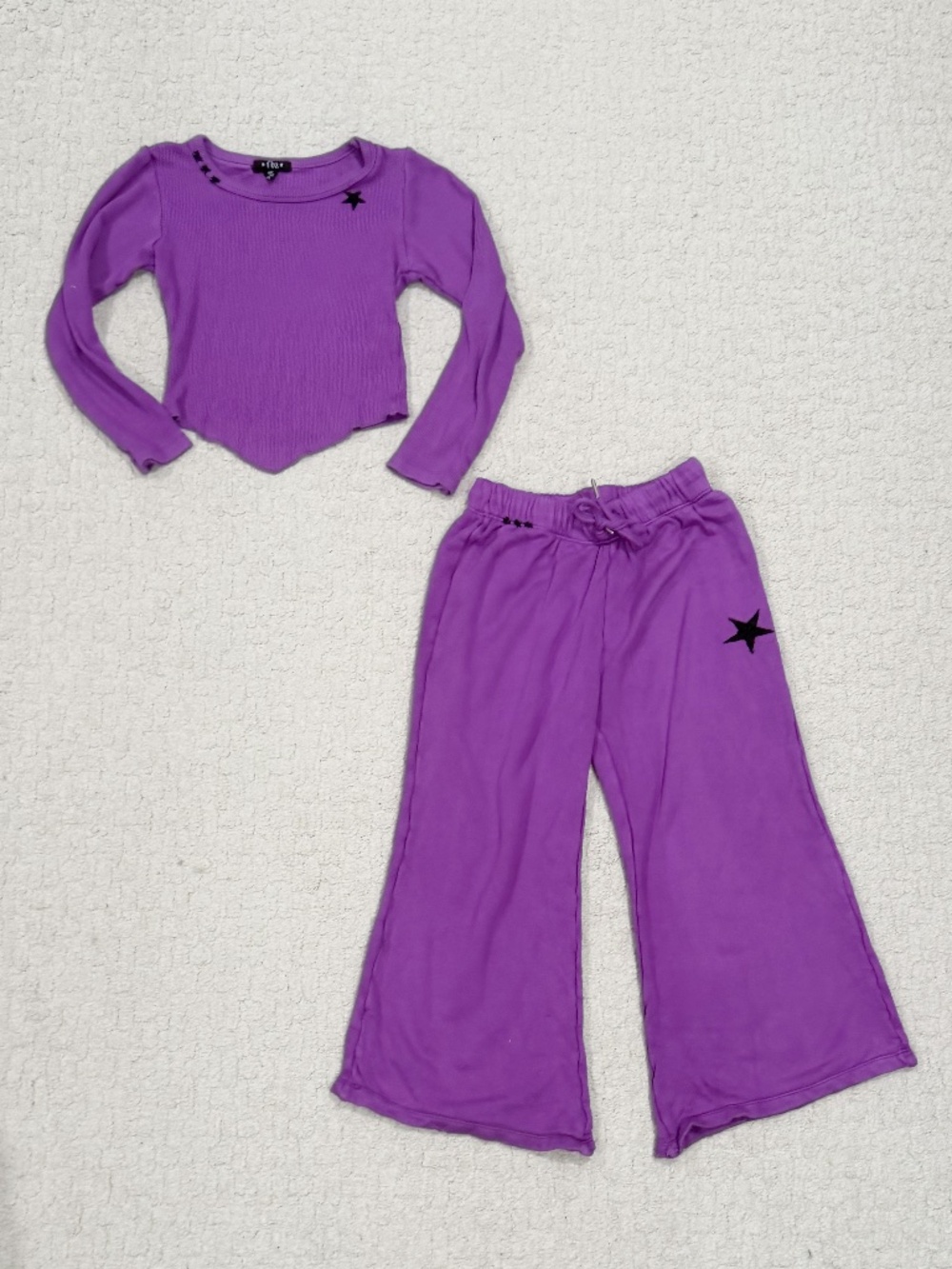 Kids Flowers By Zoe Cropped Top + Wide Leg Sweatpants Size 6X
